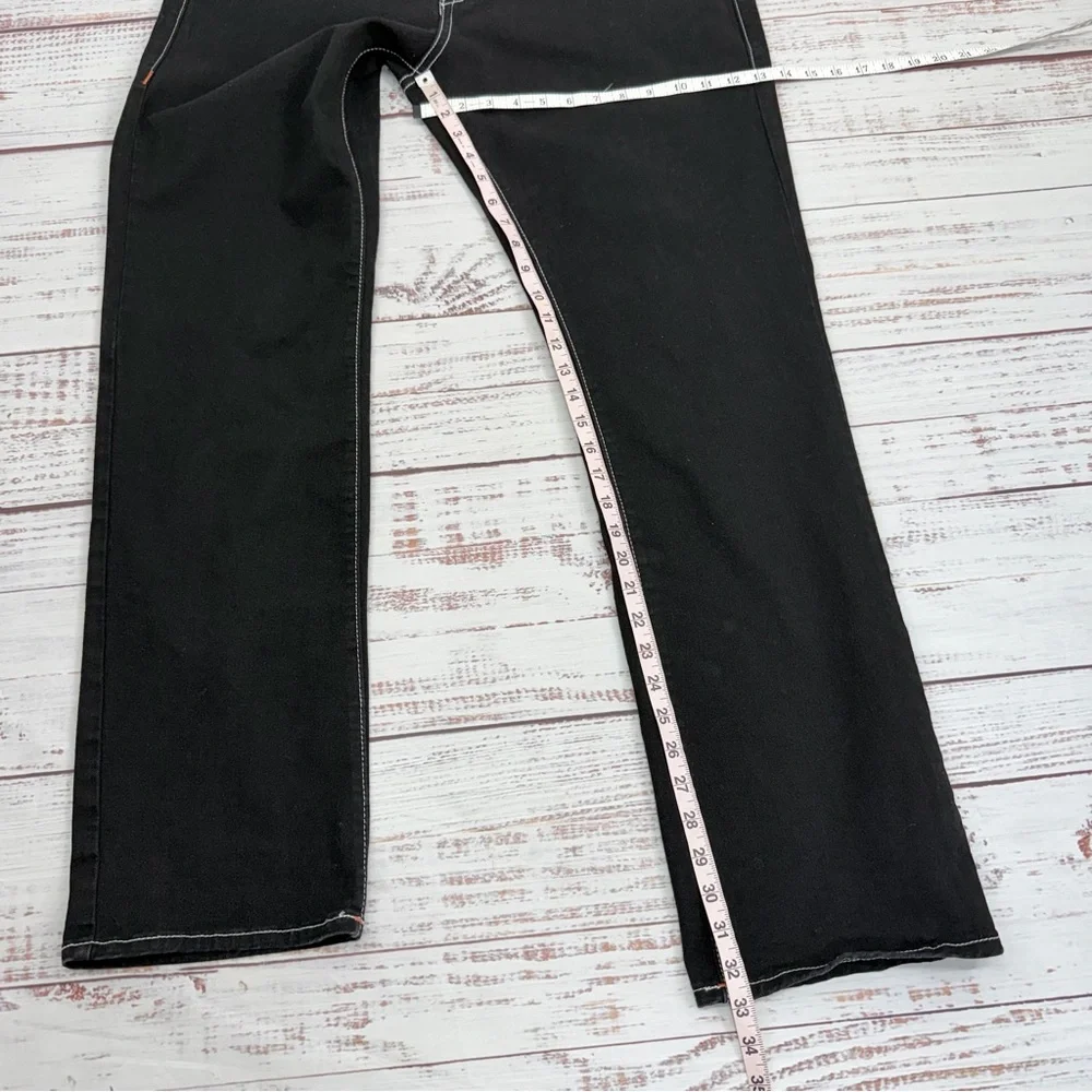 True Religion 34 x 32.5 Ricky Black Single Stitch Straight Leg Jeans